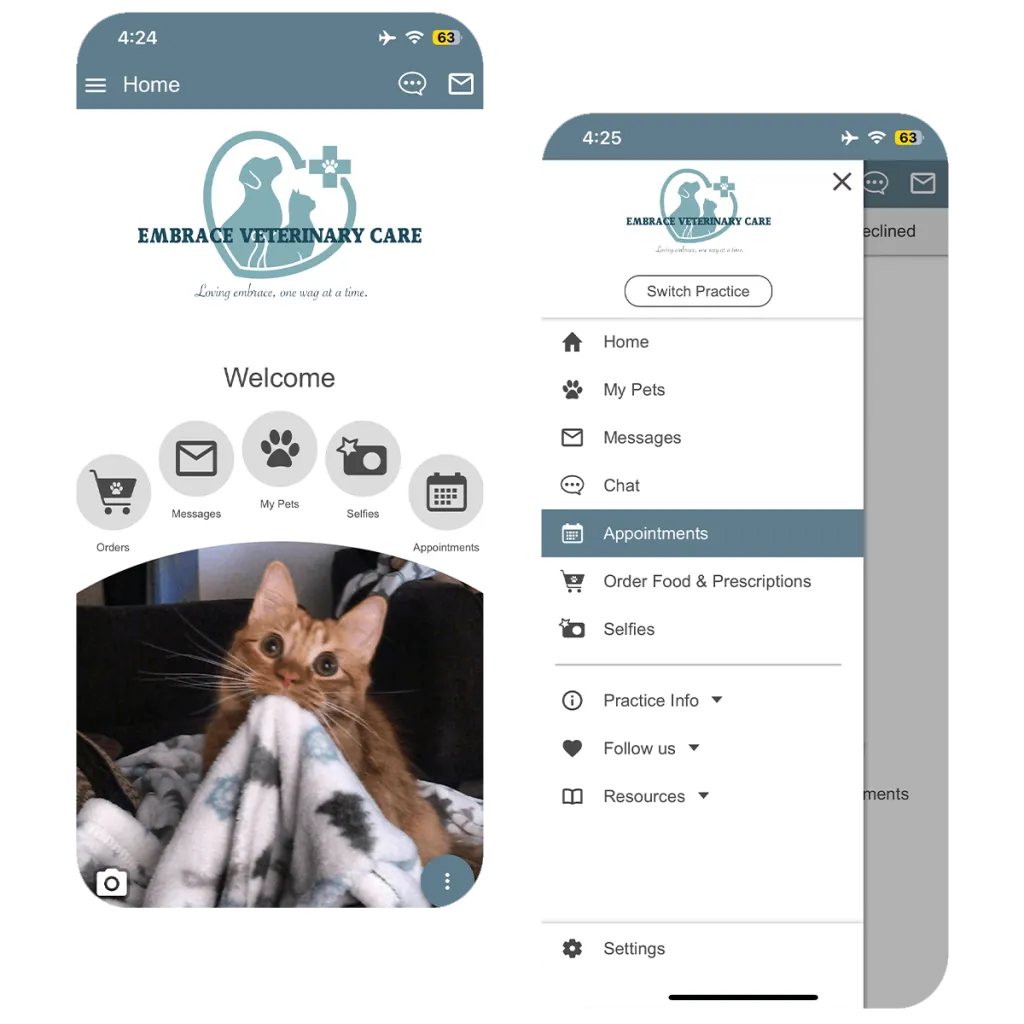 embrace veterinary care app screenshot